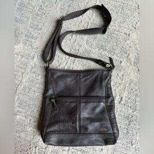 The Sak Iris Crossbody Bag Brown Adjustable Pebbled‎ Leather Casual Minimalist